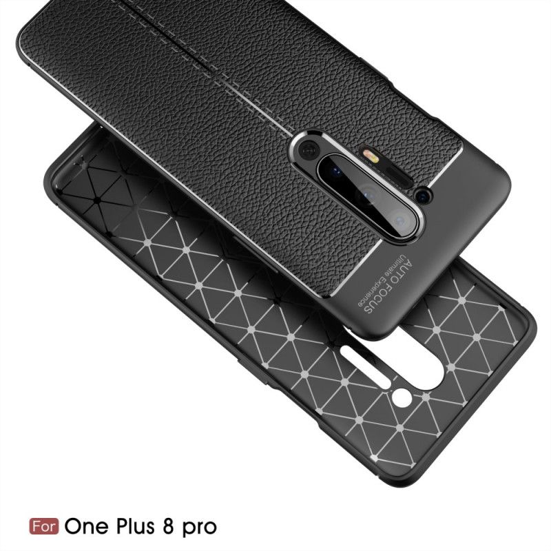 Cover Hoesje OnePlus 8 Pro Rood Zwart Telefoonhoesje Dubbellijns Lychee Leereffect