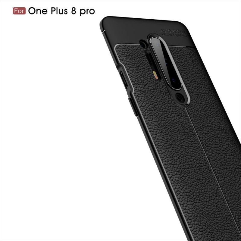 Cover Hoesje OnePlus 8 Pro Rood Zwart Telefoonhoesje Dubbellijns Lychee Leereffect