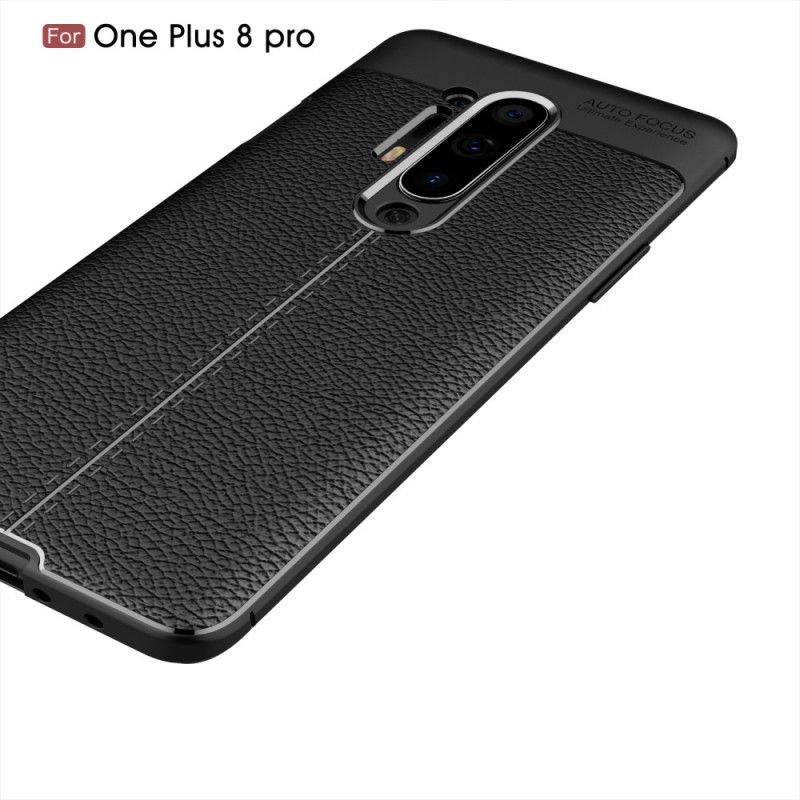 Cover Hoesje OnePlus 8 Pro Rood Zwart Telefoonhoesje Dubbellijns Lychee Leereffect