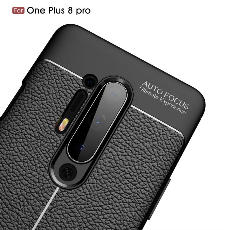 Cover Hoesje OnePlus 8 Pro Rood Zwart Telefoonhoesje Dubbellijns Lychee Leereffect