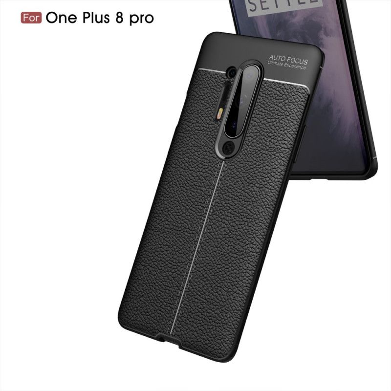 Cover Hoesje OnePlus 8 Pro Rood Zwart Telefoonhoesje Dubbellijns Lychee Leereffect