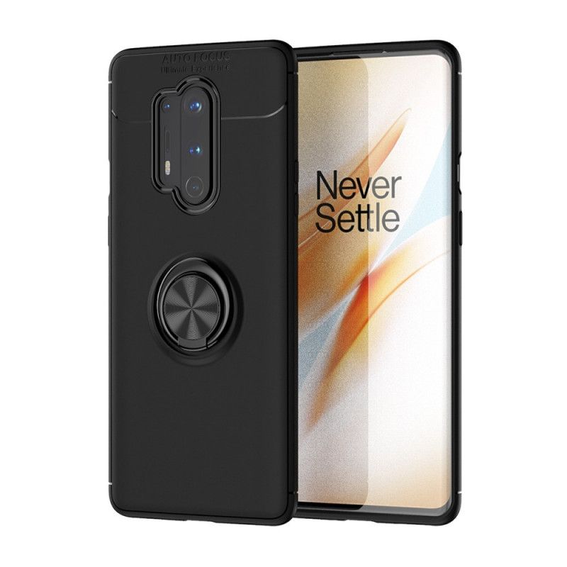 Cover Hoesje OnePlus 8 Pro Rood Zwart Telefoonhoesje Lenuo Roterende Ring