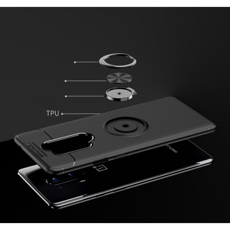 Cover Hoesje OnePlus 8 Pro Rood Zwart Telefoonhoesje Lenuo Roterende Ring