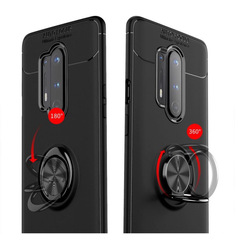 Cover Hoesje OnePlus 8 Pro Rood Zwart Telefoonhoesje Lenuo Roterende Ring