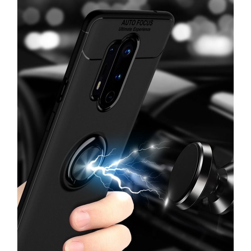 Cover Hoesje OnePlus 8 Pro Rood Zwart Telefoonhoesje Lenuo Roterende Ring