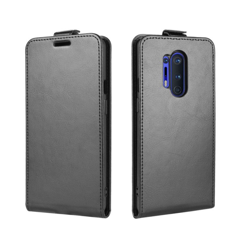 Flip Case Leren OnePlus 8 Pro Wit Zwart Opvouwbaar