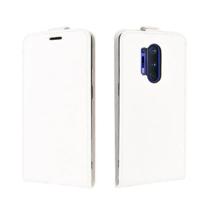 Flip Case Leren OnePlus 8 Pro Wit Zwart Opvouwbaar