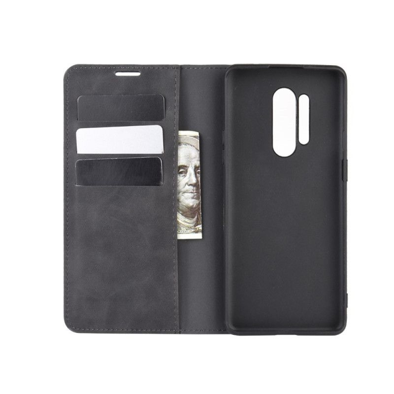 Folio-hoesje OnePlus 8 Pro Rood Zwart Chic Leereffect