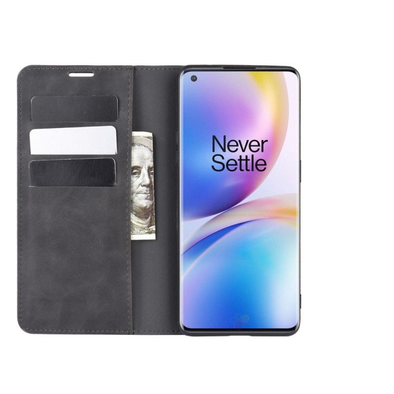 Folio-hoesje OnePlus 8 Pro Rood Zwart Chic Leereffect