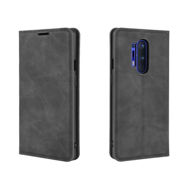 Folio-hoesje OnePlus 8 Pro Rood Zwart Chic Leereffect