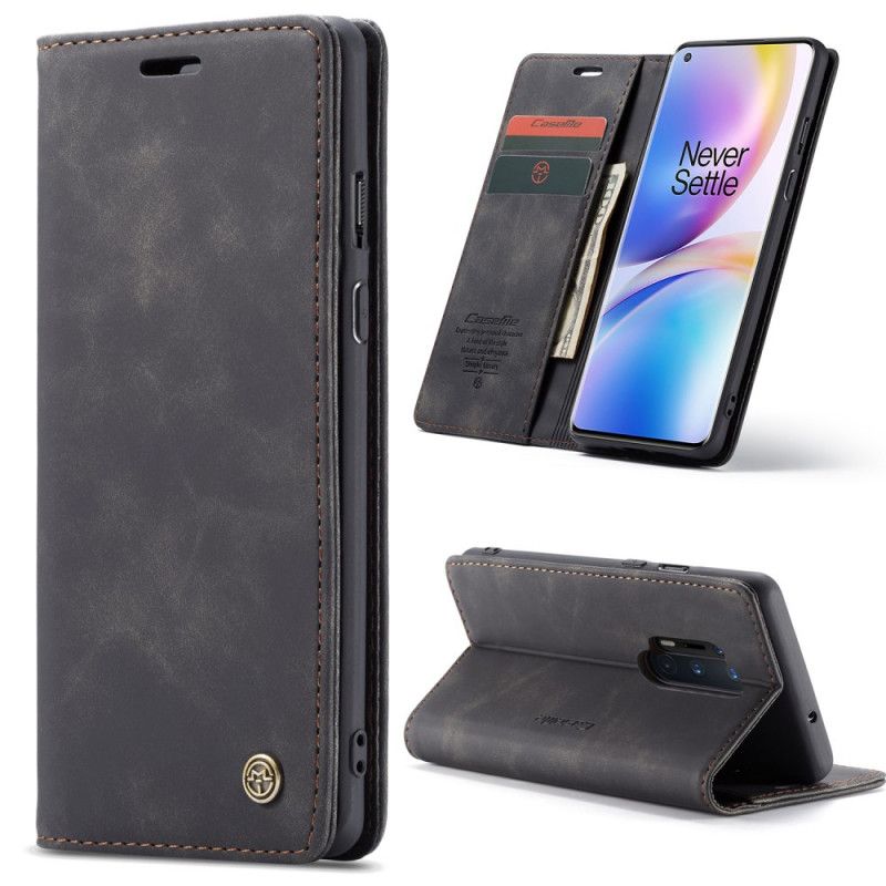 Folio-hoesje voor OnePlus 8 Pro Donkerblauw Zwart Tas Van Imitatieleer