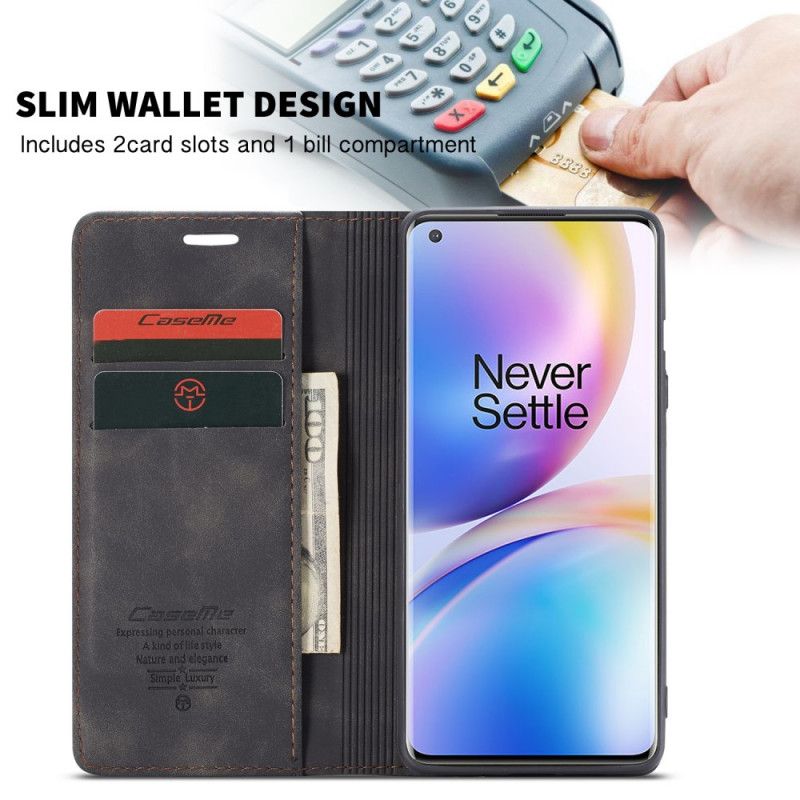 Folio-hoesje voor OnePlus 8 Pro Donkerblauw Zwart Tas Van Imitatieleer