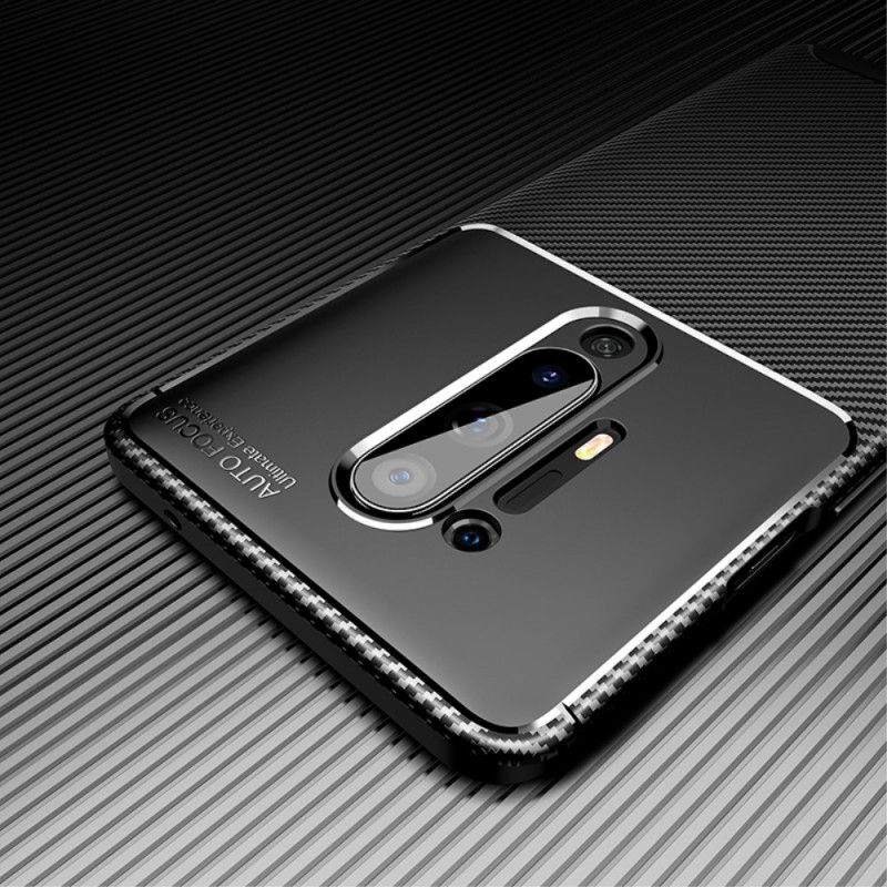 Hoesje OnePlus 8 Pro Donkerblauw Zwart Flexibele Koolstofvezelstructuur