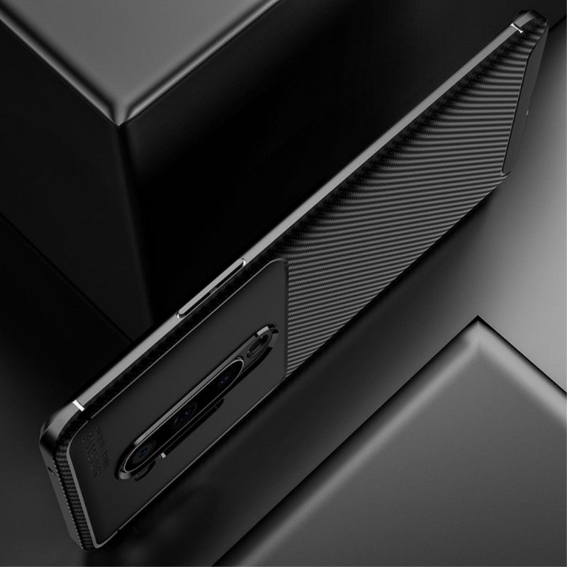 Hoesje OnePlus 8 Pro Donkerblauw Zwart Flexibele Koolstofvezelstructuur