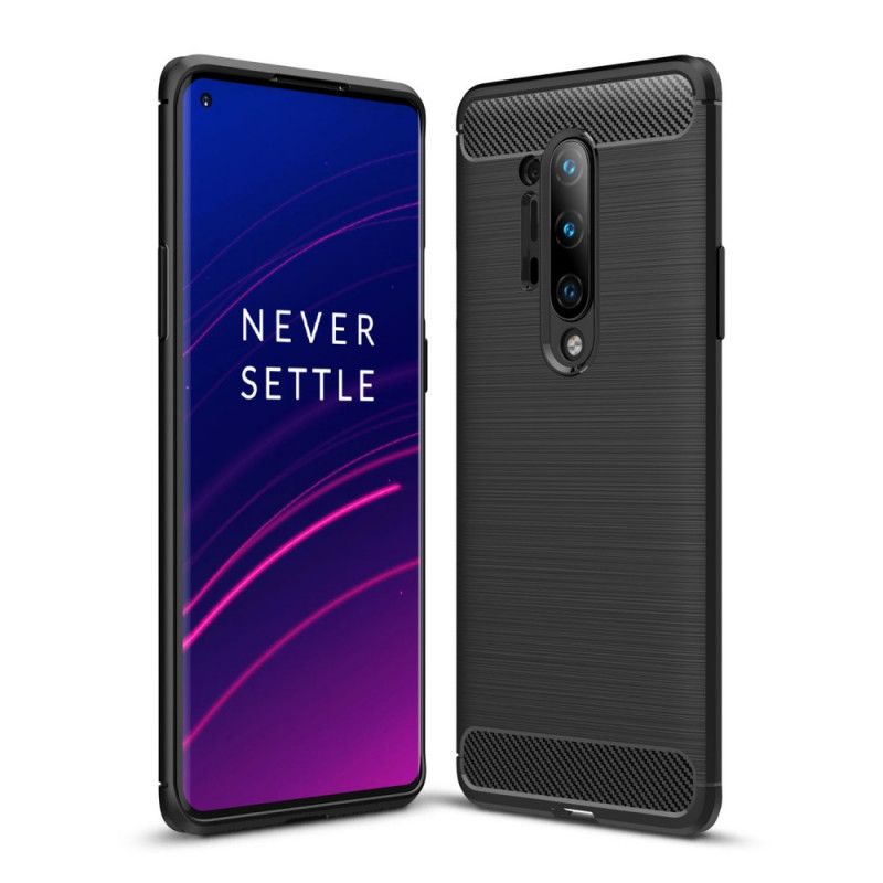 Hoesje OnePlus 8 Pro Rood Zwart Geborsteld Koolstofvezel