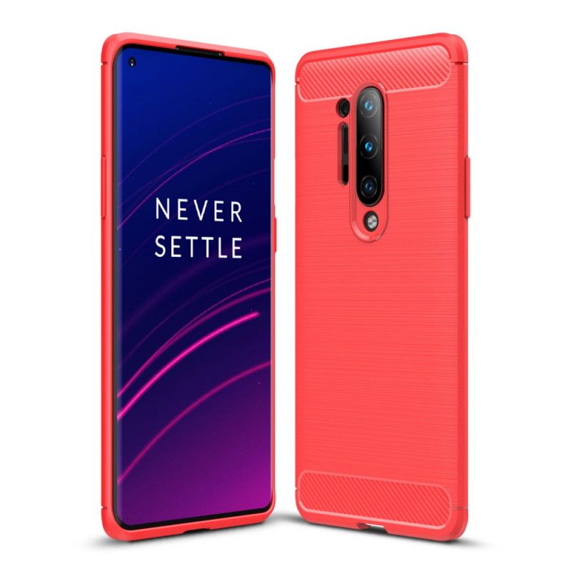 Hoesje OnePlus 8 Pro Rood Zwart Geborsteld Koolstofvezel