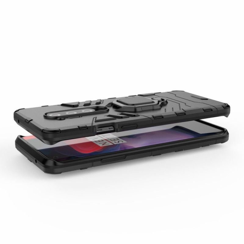 Hoesje OnePlus 8 Pro Rood Zwart Resistente Ring