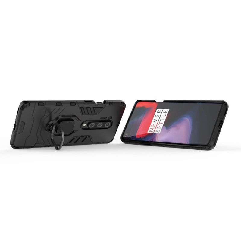 Hoesje OnePlus 8 Pro Rood Zwart Resistente Ring