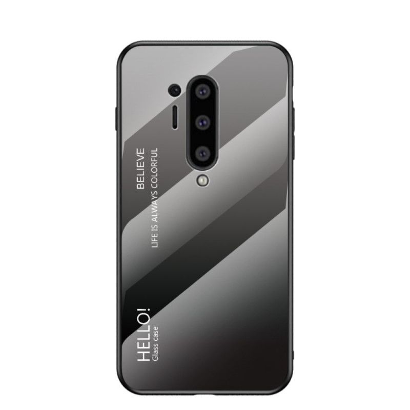 Hoesje voor OnePlus 8 Pro Paars Zwart Hallo Gehard Glas