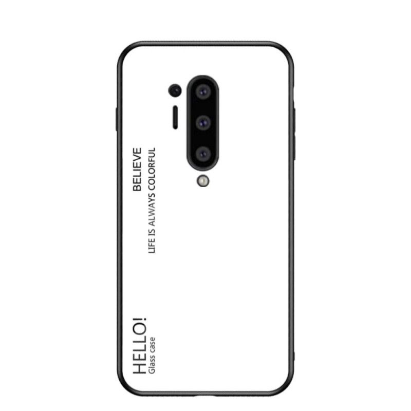 Hoesje voor OnePlus 8 Pro Paars Zwart Hallo Gehard Glas