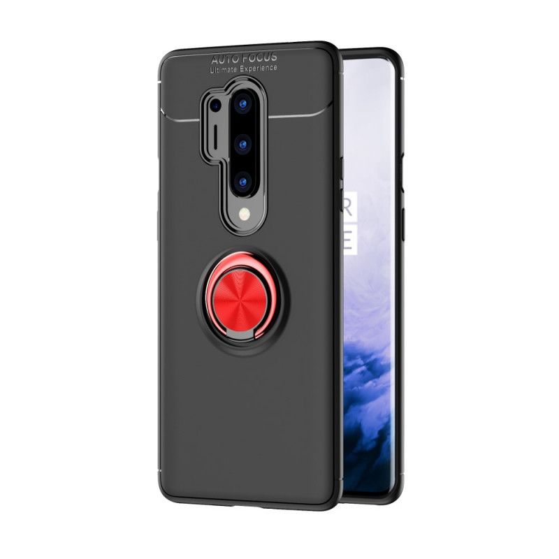 Hoesje voor OnePlus 8 Pro Rood Zwart Roterende Ring