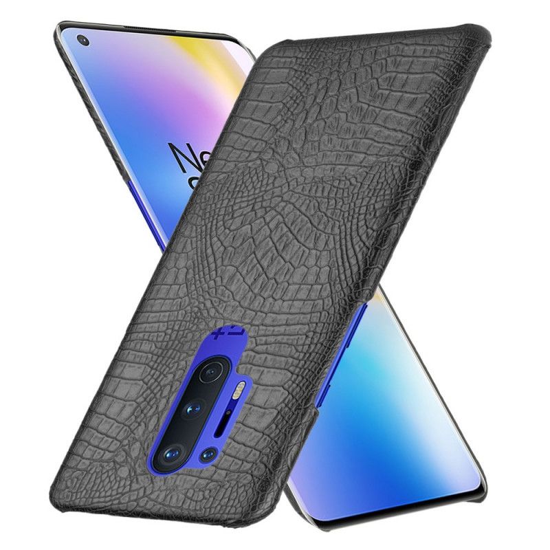 Hoesje voor OnePlus 8 Pro Zwart Krokodillenhuideffect