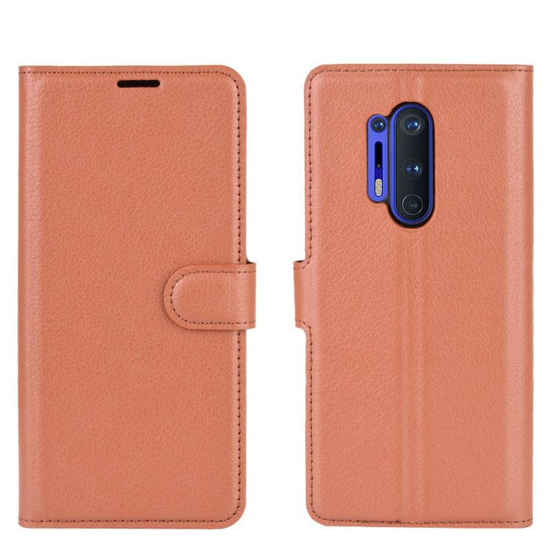 Leren Hoesje OnePlus 8 Pro Wit Zwart Premium Lychee Leerstijl