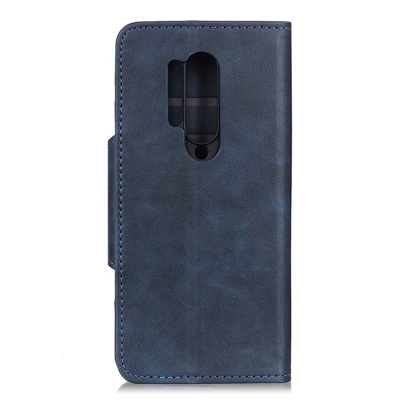 Leren Hoesje voor OnePlus 8 Pro Donkerblauw Zwart Sierknoop Van Imitatieleer
