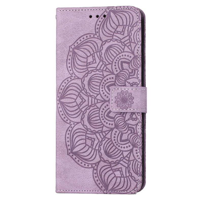 Leren Hoesje voor Samsung Galaxy S23 Plus 5G Met Ketting Strakke Mandala