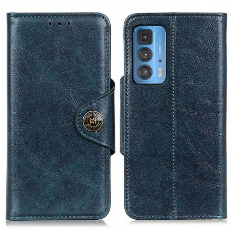 Bescherming Hoesje Motorola Edge 20 Pro Glanzend Imitatieleer Khazneh