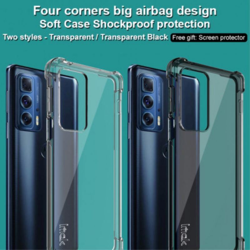 Cover Hoesje Motorola Edge 20 Pro Telefoonhoesje Transparant Met Schermfilm Imak