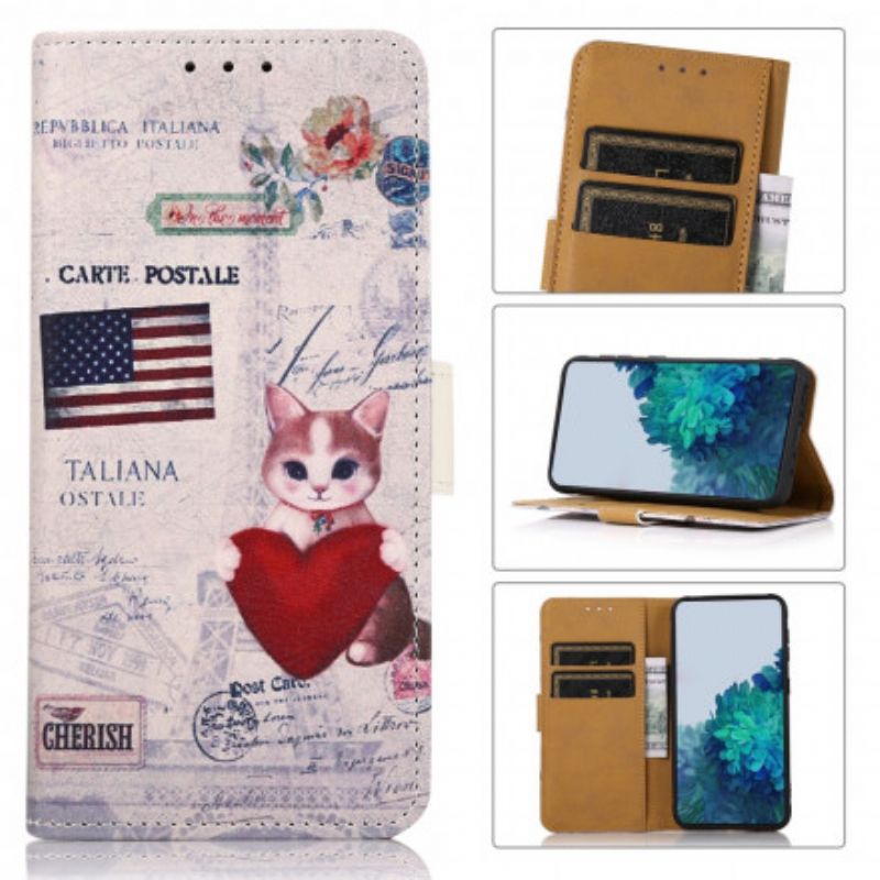 Flip Case Leren Motorola Edge 20 Pro Reiziger Kat