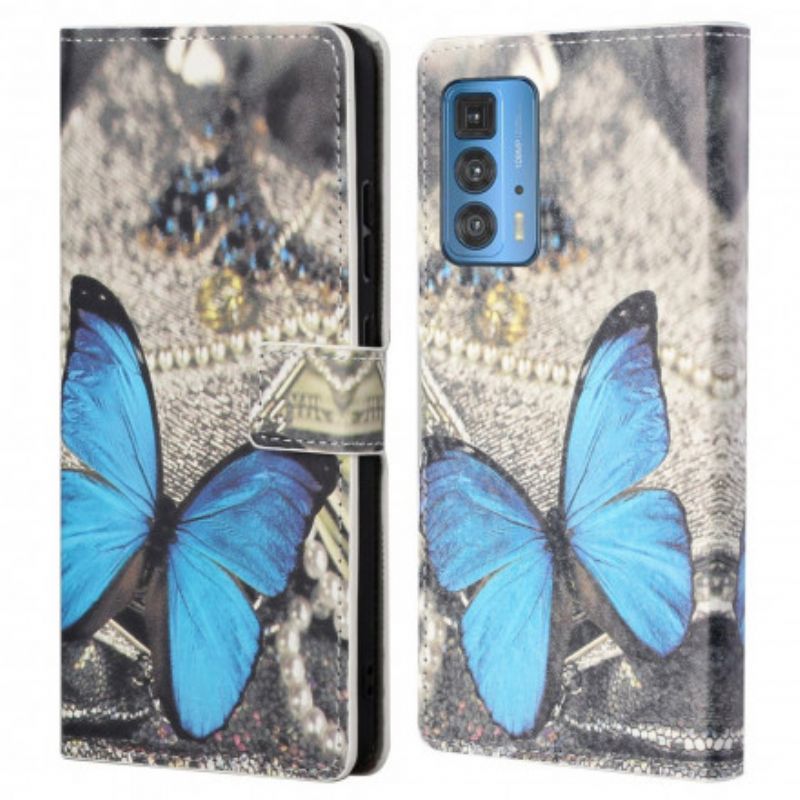 Folio-hoesje Motorola Edge 20 Pro Telefoonhoesje Blauwe Vlinder