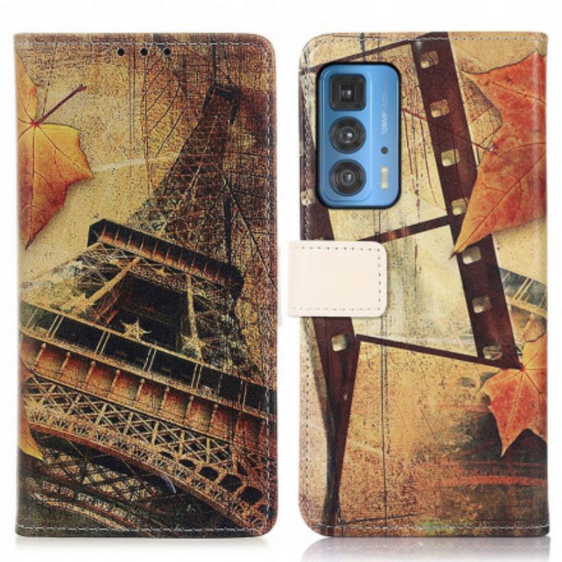 Folio-hoesje Motorola Edge 20 Pro Telefoonhoesje Eiffeltoren In De Herfst