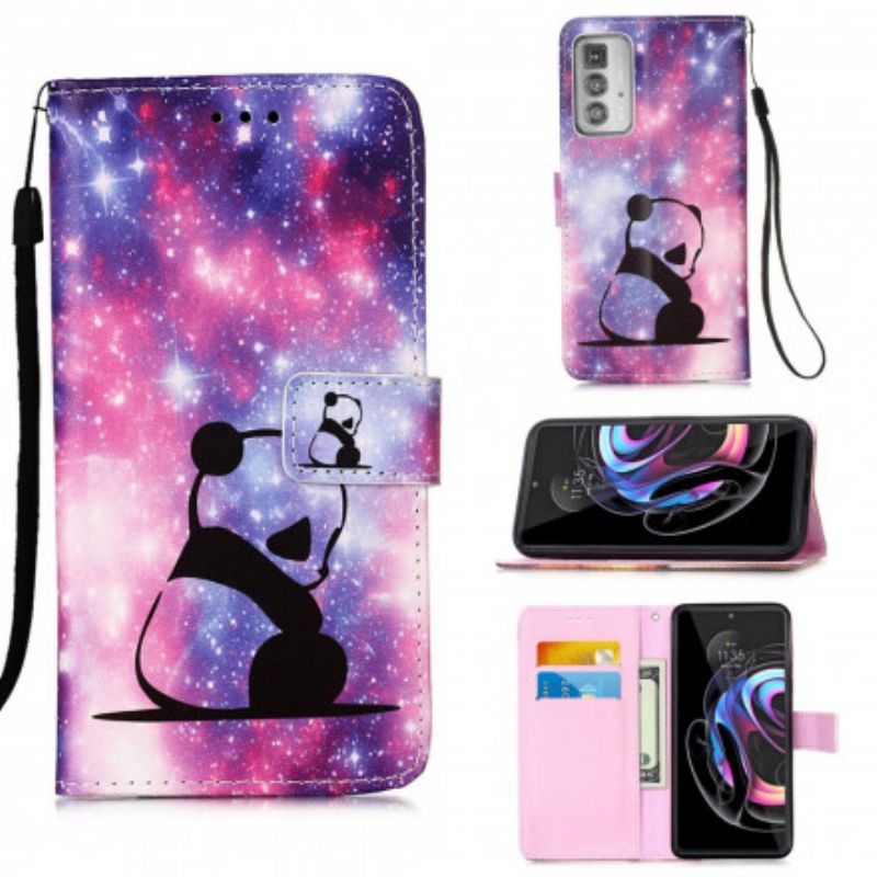 Folio-hoesje Motorola Edge 20 Pro Telefoonhoesje Panda Galaxy