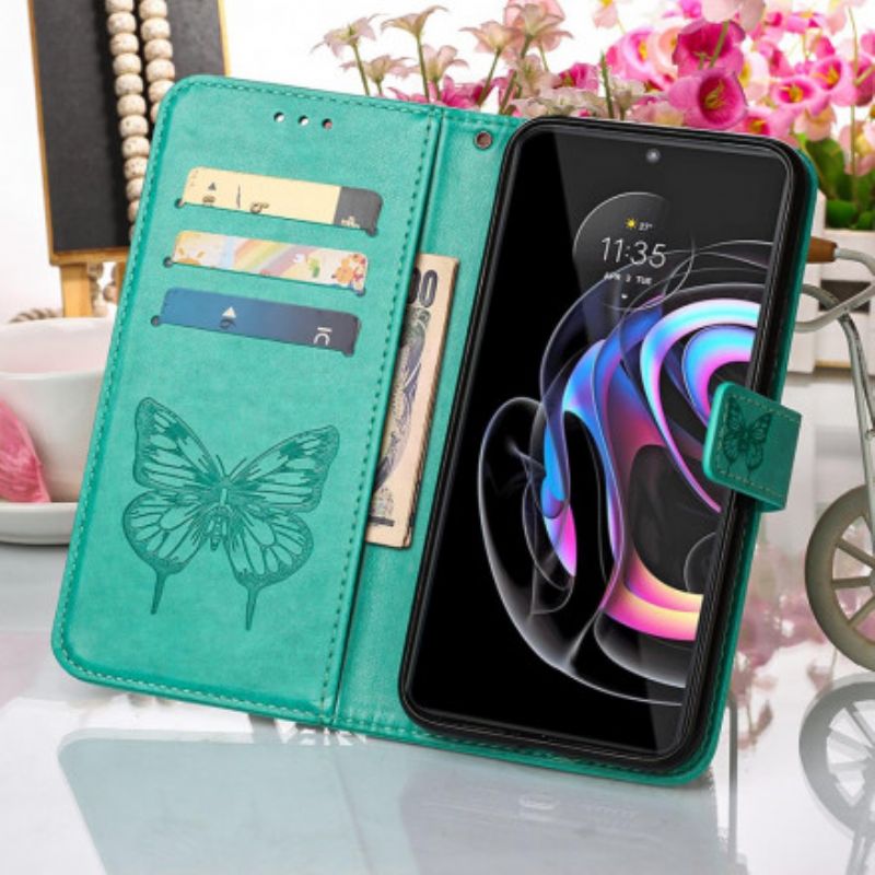 Folio-hoesje Motorola Edge 20 Pro Vlinderontwerp Met Lanyard