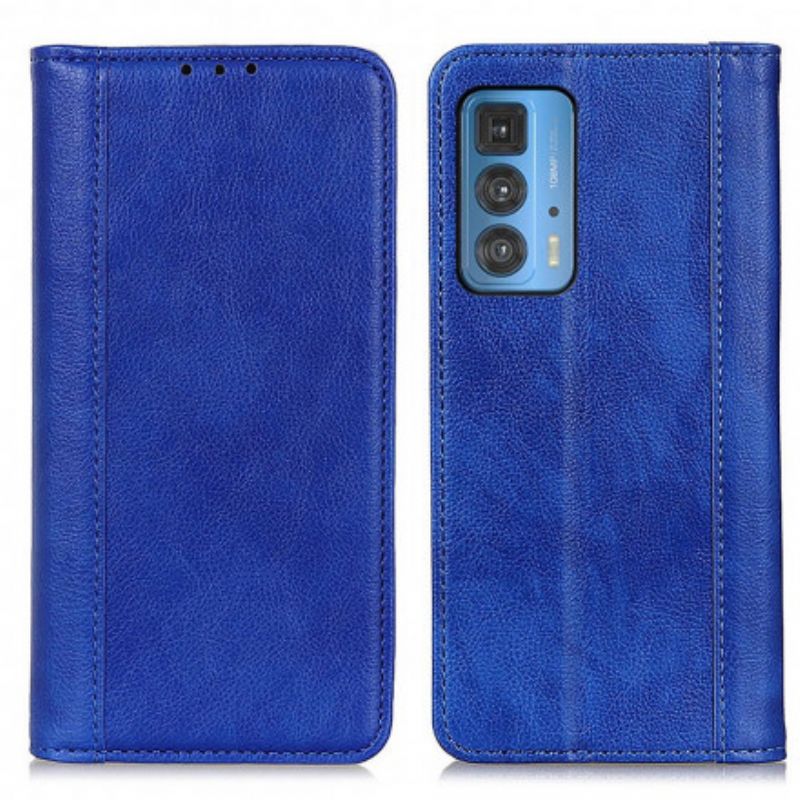 Folio-hoesje Voor Motorola Edge 20 Pro Litchi Splitlederen Versie