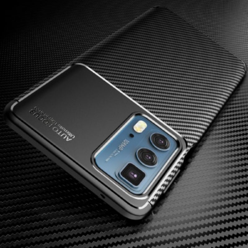 Hoesje Motorola Edge 20 Pro Flexibele Koolstofvezeltextuur