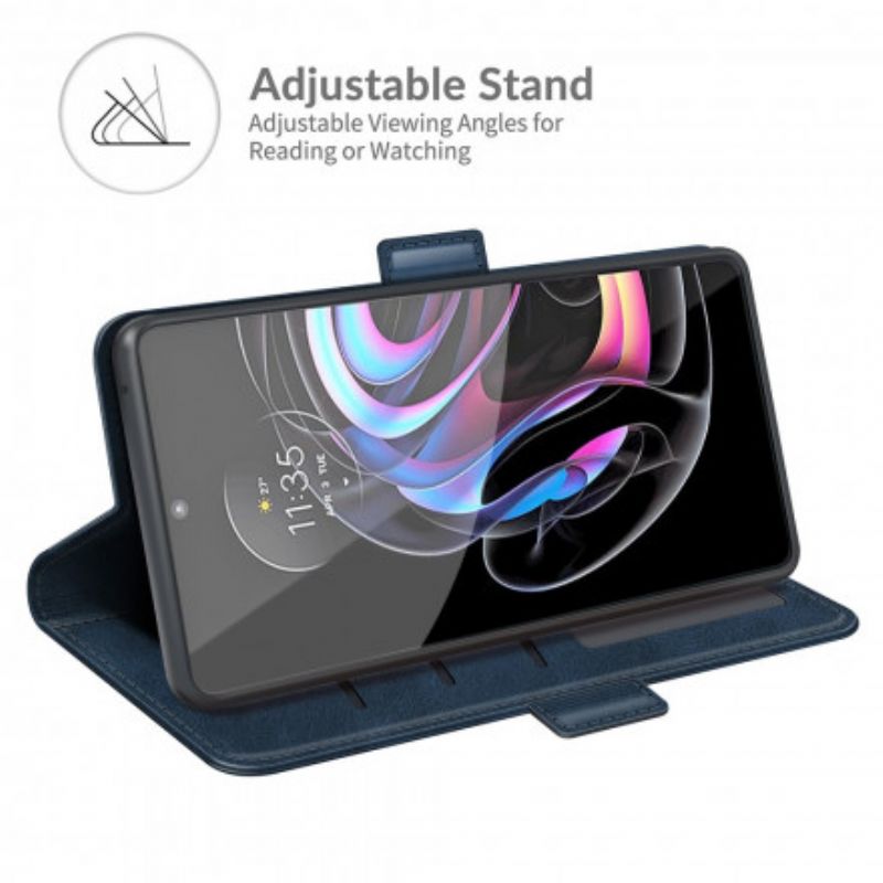 Leren Hoesje Motorola Edge 20 Pro Klassieke Dubbele Klep Bescherming Hoesje