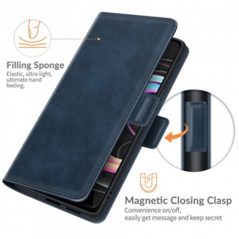 Leren Hoesje Motorola Edge 20 Pro Klassieke Dubbele Klep Bescherming Hoesje