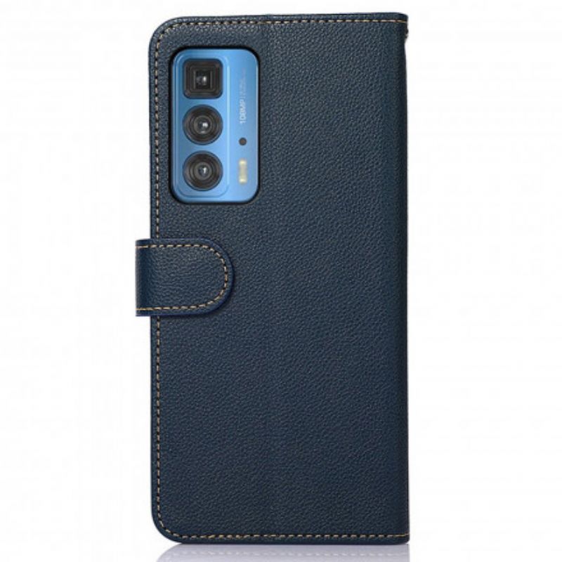 Leren Hoesje Motorola Edge 20 Pro Lychee-stijl Rfid Khazneh