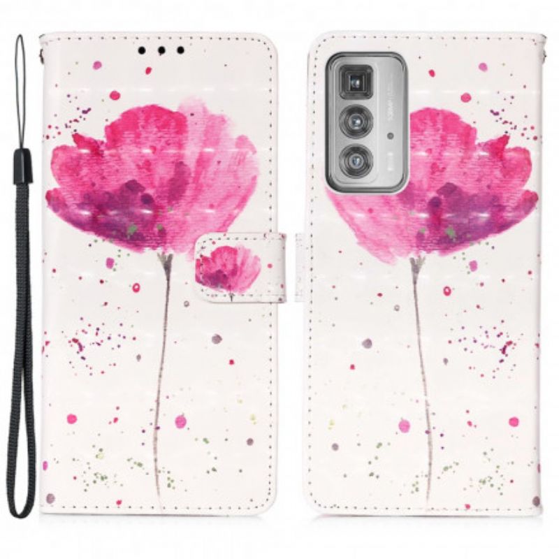 Leren Hoesje Motorola Edge 20 Pro Poppy Aquarel Bescherming Hoesje