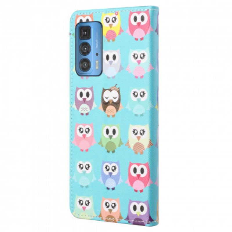 Leren Hoesje Voor Motorola Edge 20 Pro Meerdere Uilen