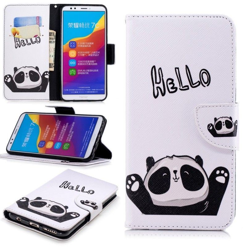 Cover Folio-hoesje Honor 7C Telefoonhoesje Hallo Panda