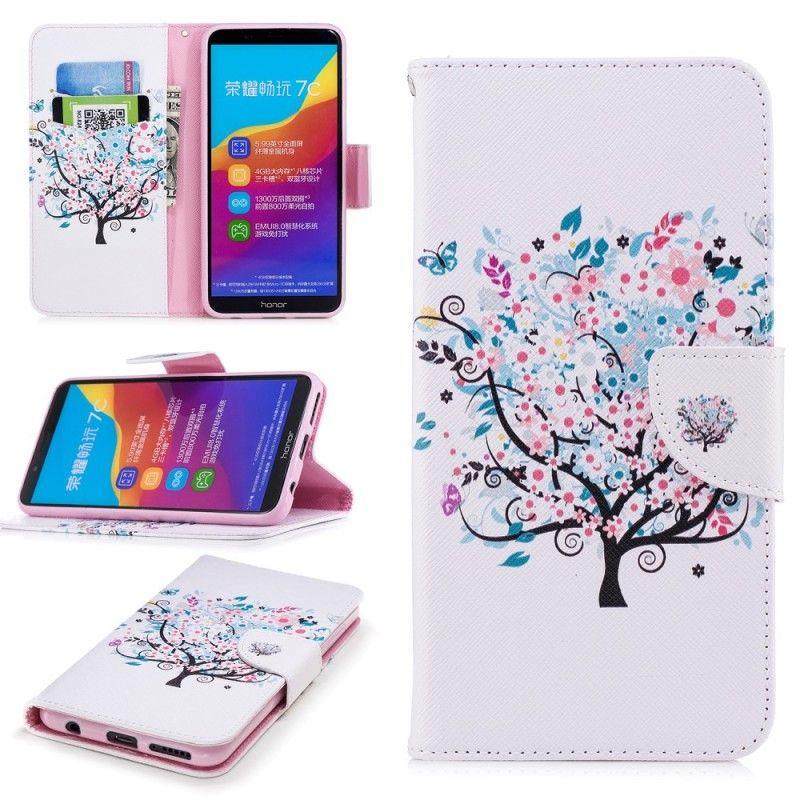 Flip Case Leren Honor 7C Bloemrijke Boom