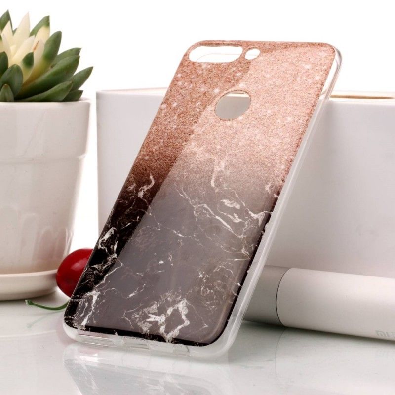 Hoesje Honor 7C Wit Zwart Zeldzaam Marmer