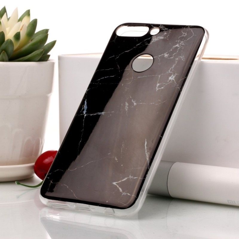 Hoesje Honor 7C Wit Zwart Zeldzaam Marmer