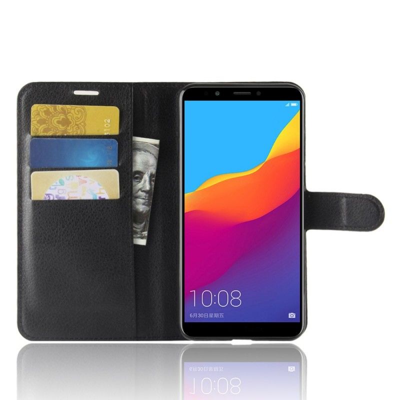 Leren Hoesje Honor 7C Wit Zwart Telefoonhoesje Klassiek