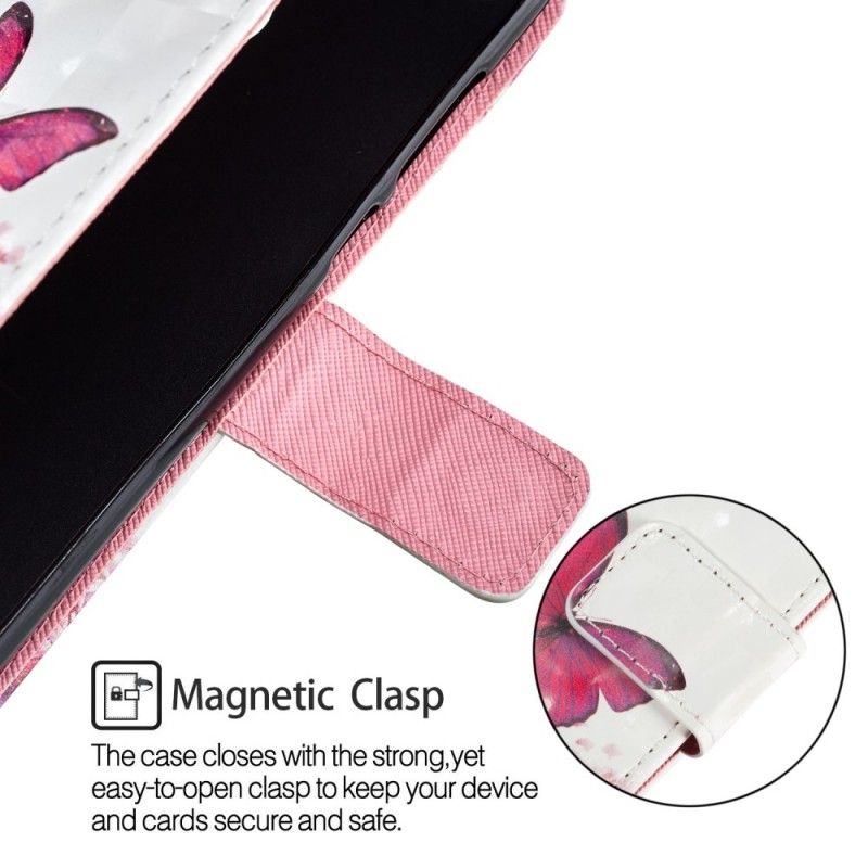 Leren Hoesje voor Honor 7C 3D Rode Vlinders