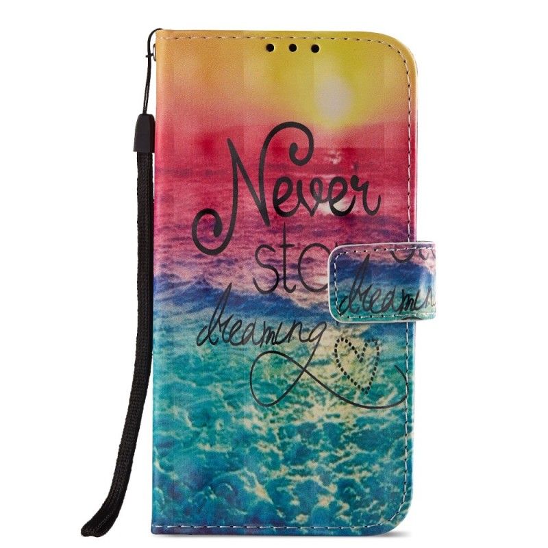 Leren Hoesje voor Honor 7C Stop Nooit Met Dromen 3D